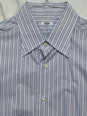 Barba Napoli Men's Striped Dress Shirt - Lavender, White & Light Green 18.5